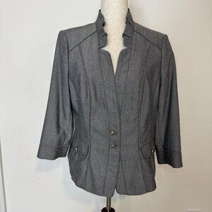 WHBM White House Black Market Blazer Jacket Long Sleeve Women's Size 14 Gray